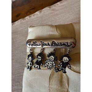 Follow Your Dreams Silver Brooch Dangling Figurines Children if Inner Light